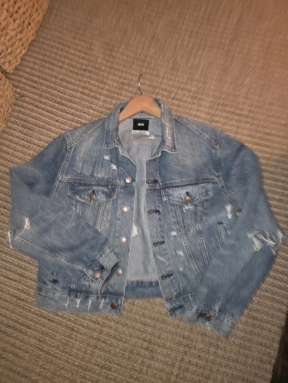 Upcycled Better Quality Distressed Denim Jean Jacket Size Medium
